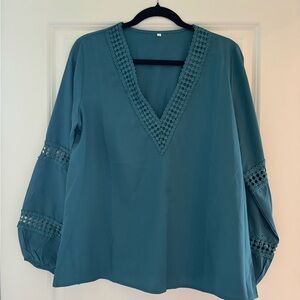 Teal Long Sleeve Blouse